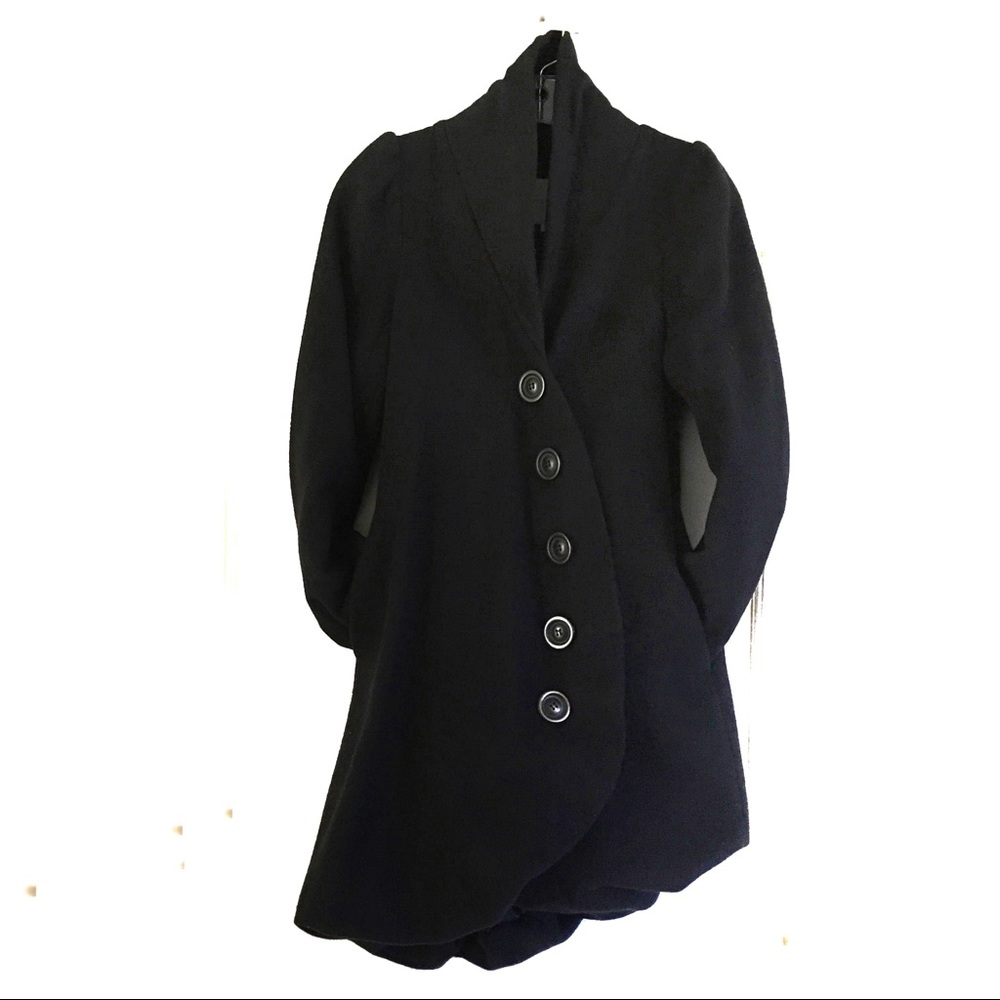 MASON black wool asymmetrical coat